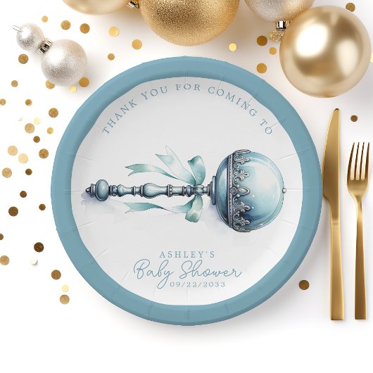 ブルーエレガントベビーガラトルボーイ赤ちゃんシャワー ペーパープレート