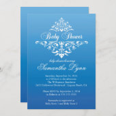 ブルーエレガントベビーグラデーションシャワー招待状 招待状 (正面/裏面)