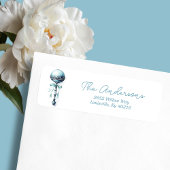 ブルーエレガントベビーラトル少年ベイビーシャワーアドレス ラベル