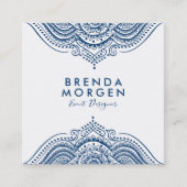 ブルーエレガントペイズリー曼荼羅 スクエア名刺 (正面)