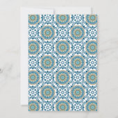 ブルーエレガントペルシアのモザイク・イスラム結婚教徒 招待状 (裏面)