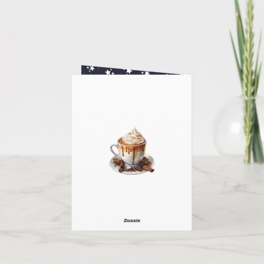 ブルーエレガントホットチョコレートメリークリスマスカード シーズンカード (裏面)