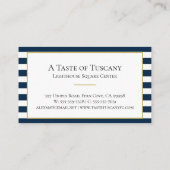 ブルーエレガントホワイトストライプウォーターカラーレモン料理人 名刺 (裏面)