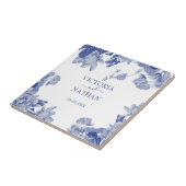 ブルーエレガントホワイトチノワセリーシックフローラズ結婚 タイル (側面)