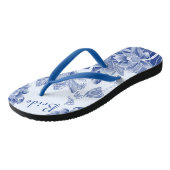 ブルーエレガントホワイトフローラの結婚花嫁 ビーチサンダル (アングル)