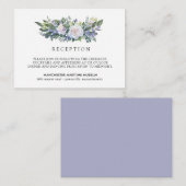 ブルーエレガントホワイトフローラウェディングレセプション エンクロージャーカード (正面/裏面)