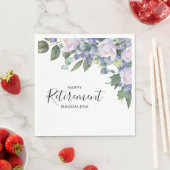 ブルーエレガントホワイトフローラカスタム退職パーティー スタンダードランチョンナプキン (インサイチュ)