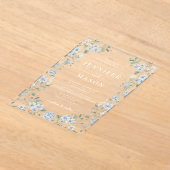 ブルーエレガントホワイトフローラリースボヘミアン結婚ズ アクリル招待状 (レイダウン)