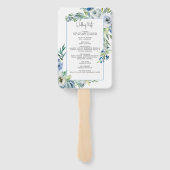 ブルーエレガントホワイトフローラ春庭園の結婚式 ハンドファン (裏面)