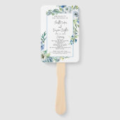 ブルーエレガントホワイトフローラ春庭園の結婚式 ハンドファン (正面)