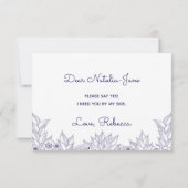 ブルーエレガントホワイトブライドメイド招待状 カード (裏面)