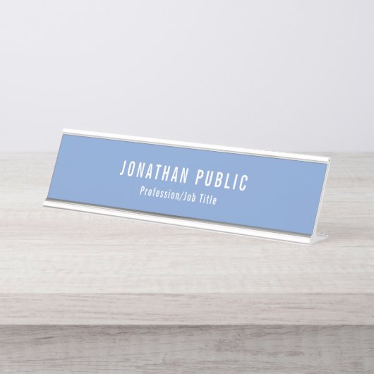 ブルーエレガントホワイトモダンクリエイティブテンプレート デスクネームプレート (正面)