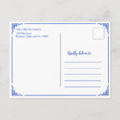 ブルーエレガントホワイトラビットCNY春フェスティバル春 シーズンポストカード (裏面)