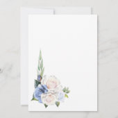 ブルーエレガントホワイトローズフローラ結婚アーチズ 招待状 (裏面)