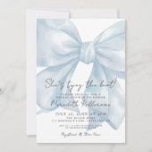 ブルーエレガントボウお洒落ブライダルシャワー 招待状 (正面)