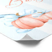 ブルーエレガントボウかわいいカボチャ赤ちゃんシャワー ポスター (角)