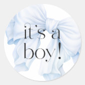 ブルーエレガントボウ男の子の味方 ラウンドシール (正面)