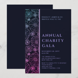 ブルーエレガントボタニカルチャリティーイベントガラパーティー 招待状