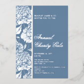 ブルーエレガントボタニカルチャリティーイベントガラパーティー 箔招待状 (正面)