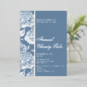 ブルーエレガントボタニカルチャリティーイベントガラパーティー 箔招待状 (立ち正面)