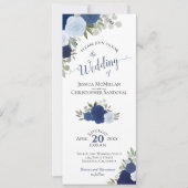 ブルーエレガントボホバラと詳細結婚 招待状 (正面)