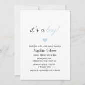 ブルーエレガントボーイベビーシャワー 招待状 (正面)