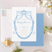 ブルーエレガントボーイミニマルベビーシャワー招待状 招待状