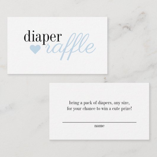 ブルーエレガントボーシンプルイベビーシャワーおむつラッフル エンクロージャーカード (正面/裏面)