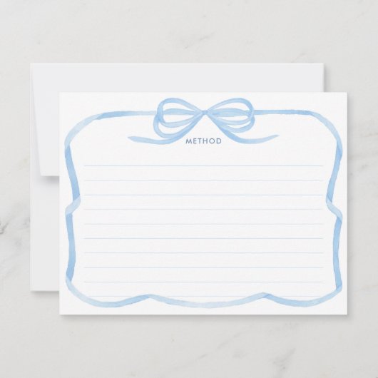 ブルーエレガントボー淡い色のブライダルシャワーレシピカード 招待状 (裏面)