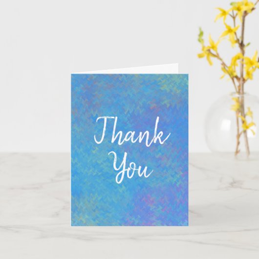 ブルーエレガントマーブリングありがとう カード (黄色い花)