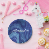 ブルーエレガントマーブルアゲートパーティー紙プレート ペーパープレート (パーティー)