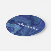 ブルーエレガントマーブルアゲートパーティー紙プレート ペーパープレート (アングル)