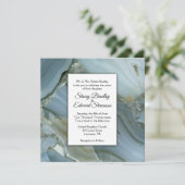 ブルーエレガントマーブルアゲート結婚式招待状 招待状 (スタンド正面)