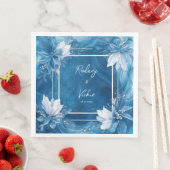 ブルーエレガントマーブルフローラ結婚ナプキン (インサイチュ)