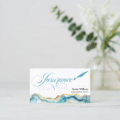 ブルーエレガントマーブルプロフェッショナル保険募集人 名刺 (スタンド正面)