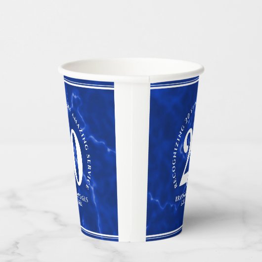 ブルーエレガントマーブル20年勤続記念日 紙コップ (右)