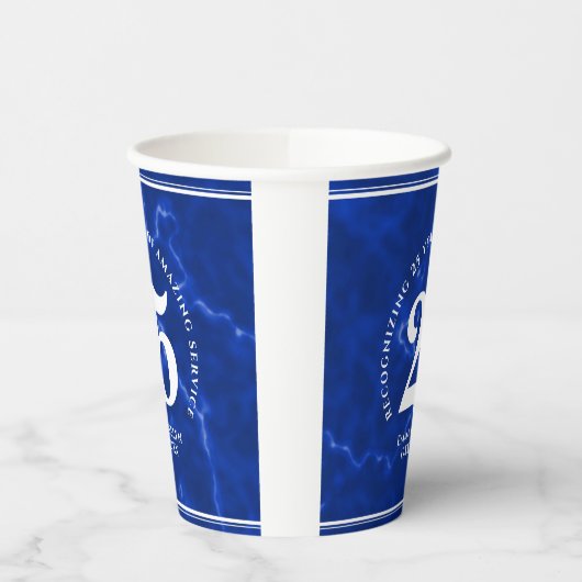 ブルーエレガントマーブル25年勤続記念日 紙コップ (左)