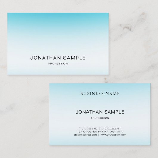 ブルーエレガントミニマモダンリストプレインラグジュアリートレンディー 名刺 (正面/裏面)