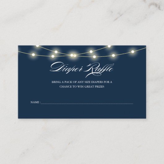 ブルーエレガントミニマリスト赤ちゃんシャワーおむつラッフル エンクロージャーカード (正面)