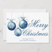 ブルーエレガントメリークリスマスオーナメント会社 シーズンカード (正面)