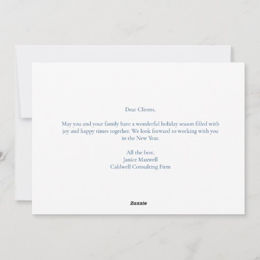 ブルーエレガントメリークリスマスオーナメント会社 シーズンカード (裏面)