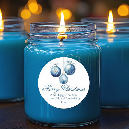 ブルーエレガントメリークリスマスオーナメント会社 ラウンドシール