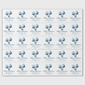 ブルーエレガントメリークリスマスオーナメント会社 ラッピングペーパー (フラット)