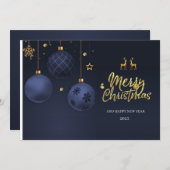 ブルーエレガントメ伝統的リークリスマスカード シーズンカード (正面/裏面)