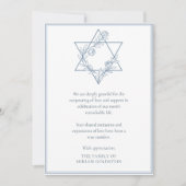 ブルーエレガントモダンユダヤ星悔やみや弔慰 サンキューカード (正面)