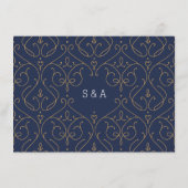 ブルーエレガントモダン結婚クラシック宿泊施設 エンクロージャーカード (裏面)