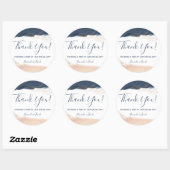 ブルーエレガントモダン赤面ピンクサンキュー ラウンドシール (シート)