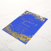 ブルーエレガントモダン金ゴールドサーファー波ビーチ結婚式 箔招待状 (回転した状態)