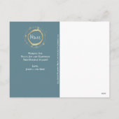 ブルーエレガントモダン金ゴールドスター平和 シーズンポストカード (裏面)