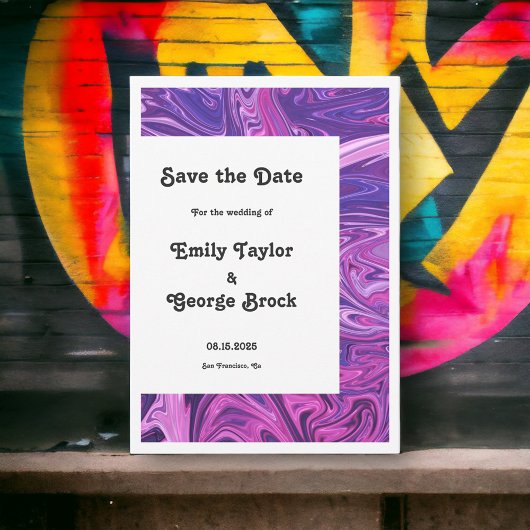 ブルーエレガントモダン銀河系抽象芸術ア結婚ート セーブザデート